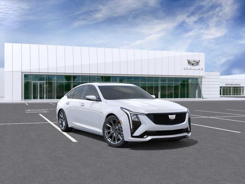 2026 Cadillac CT5 Sport in Summit White — front three-quarter view