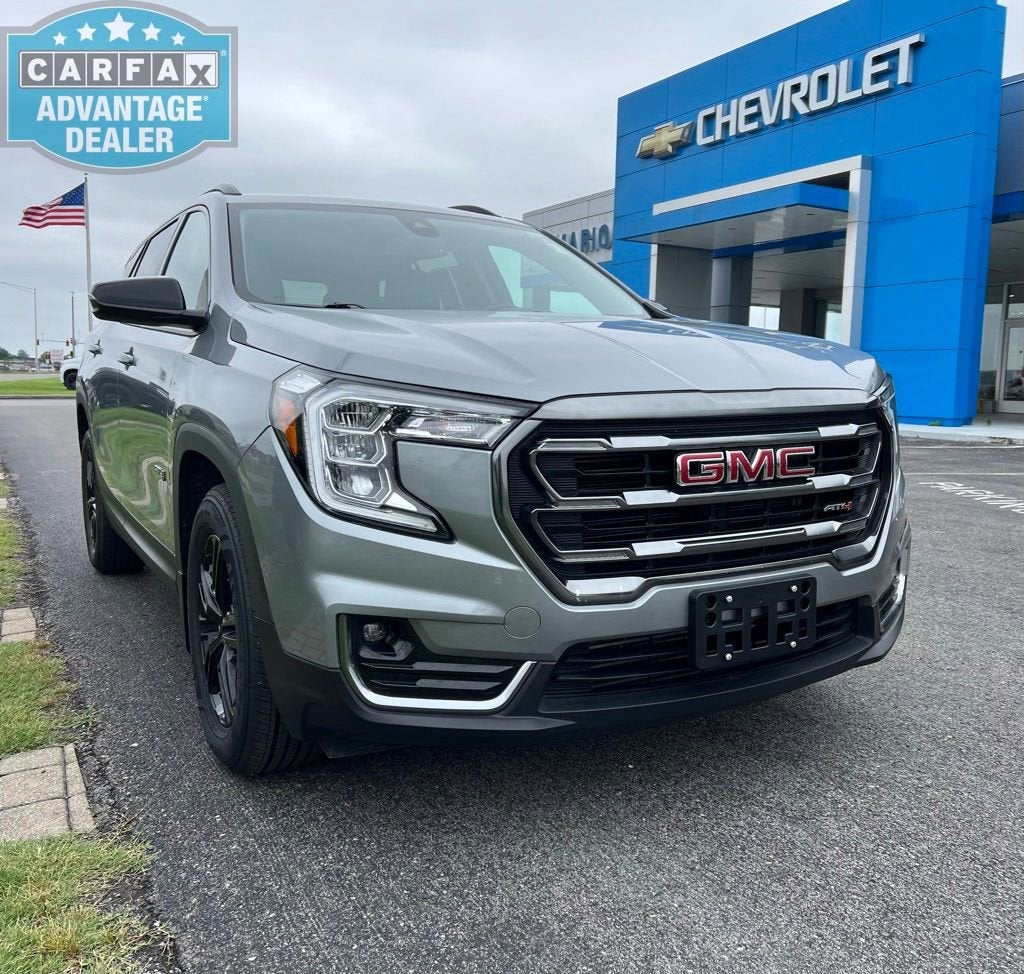 2023 GMC Terrain AT4 in Sterling Metallic — front three-quarter view