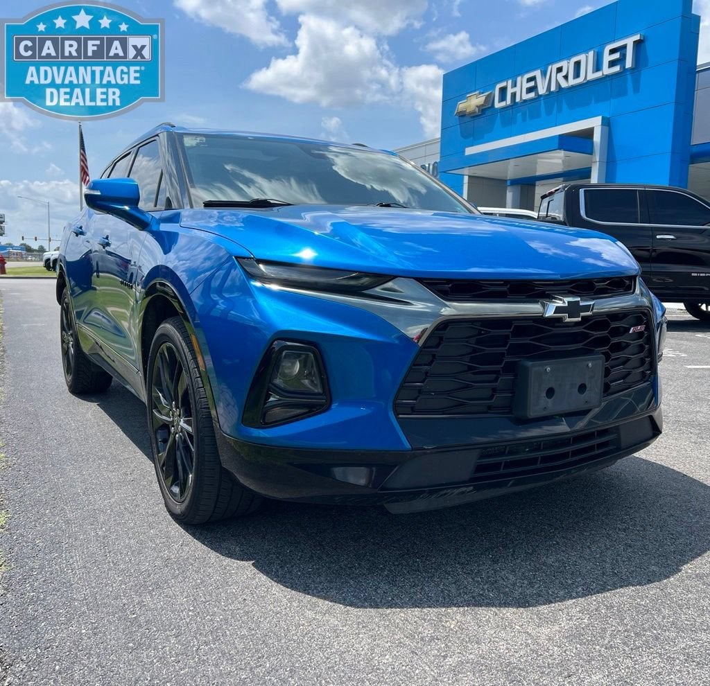 2021 Chevrolet Blazer RS in Bright Blue Metallic — front three-quarter view